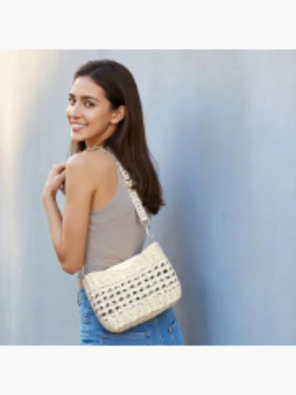 Herald Small Straw Woven Crossbody Bag Shoulder Purse for Women | Zipper
